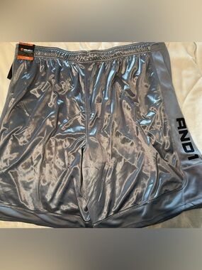 And1 Silver Athletic Basketball Shorts with Side Logo 3x